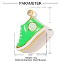 Detailed macro view showing the 15mm lime green enamel sneaker pendant dimensions - Green Sneaker (YF1473-1)