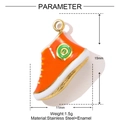 Detail showing 11x15mm orange enamel sneaker charm in gold stainless steel, weight 1.5g - Orange Sneaker (YF1473-2)