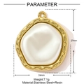 Macro detail of a 27mm vintage gold stainless steel geometric pendant with resin inlay - Irregular Geometric (YF1526)