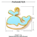 Detailed size parameters of blue enamel whale pendant in stainless steel for jewelry making - Sky Blue Spliced Whale (YF1442-1)