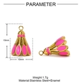 Detailed view of pink enamel badminton pendant with 15mm height and 10mm width dimensions - Pink Badminton (YF1475-1)
