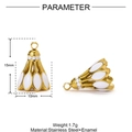Detail view of 15mm gold-tone badminton shuttlecock pendant in stainless steel and enamel - White Badminton (YF1475-2)