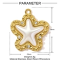 Dettaglio del pendente a stella marina dorata da 26mm con resina bianca e strass lucidi - Stella Marina Strass (YF1533)
