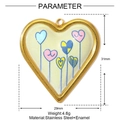 Macro view of heart enamel pendant showing dimensions 31mm x 29mm and 4.6g weight - Heart Shape Colorful Hearts Style (YF1559)