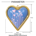 Macro detail of heart-shaped steel pendant showing dimensions 31mm and pink balloon design - Heart Shape Pink Hearts Style (YF1560)