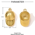 Macro detail of golden stainless steel baseball cap pendant with 24mm x 14mm dimensions - Double-Sided Baseball Cap Shape (YF1471)