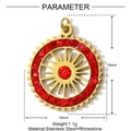 Golden gear sun pendant with red rhinestones made of stainless steel 15x18mm detail - Round Sun Gear With Red Rhinestone Style (YH043)