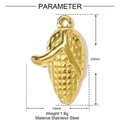 Colgante de maíz de acero inoxidable dorado pulido con textura de rejilla y dimensiones - Estilo con Forma de Maíz (YH047)