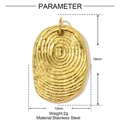 Detailed view of 19x12mm oval gold stainless steel pendant with fingerprint texture - Oval Fingerprint Texture (YH088)
