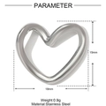 Polished stainless steel hollow heart pendant with dimensions 18mm by 15mm and 0.9g weight - Hollow Heart Pendant (YH027)