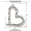 Polished stainless steel heart charm specifications showing dimensions 29mm by 23mm - Hammered Heart Pendant (YH028)