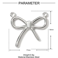 Polished stainless steel bow pendant detail with dimensions and technical specifications - Bow Tie Connector (YH030)