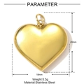 Dettagli del ciondolo a cuore dorato lucido con dimensioni di 20 mm di altezza e 18 mm - Grande Cuore Lucidato a Specchio (YH092)