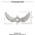 Detailed parameter view of stainless steel winged heart pendant with zircon stones - Winged Heart Rhinestone Pendant (YH031)