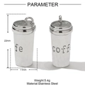 Polished stainless steel coffee cup pendant detail with engraved coffee lettering - Coffee Cup Shape Pendant (YH032)