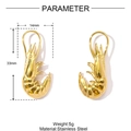 Detailed parameter diagram showing golden stainless steel shrimp earrings with 33mm height - Lobster Style (YH195)