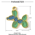 Detailed parameter chart for blue enamel balloon dog pendant in gold stainless steel - Balloon Dog (YH139)