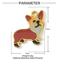 Enamel Corgi dog charm in stainless steel for DIY jewelry making and pet tags - Corgi Dog (YH140)