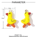 Technical dimensions of a yellow enamel duck pendant made of stainless steel and 15x10mm size - Little Yellow Duck (YH141)