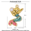 Detailed view of mermaid pendant showing dimensions 18x13mm with enamel and pearl accents - Mermaid (YH142)