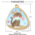 Detailed view of cat enamel triangle pendant with dimensions 29mm height and 26mm width - Cat Pattern (YH204)