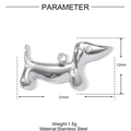 Detailed size specifications of a 21mm stainless steel dachshund dog charm pendant - Silver Dachshund (YH144-1)
