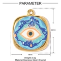 Detail showing 22mm x 19mm evil eye stainless steel charm with enamel accents - Colorful Evil Eye (YH207)