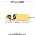 Detalle del colgante Border Collie de esmalte con medidas y anillos de conexión - Forma de Border Collie (YH291)
