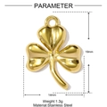 Technical drawing showing clover pendant dimensions 19mm by 14mm in gold stainless steel - Three-leaf Clover Shape Style (YH172)