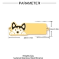 Detalle del dije de perro Husky en acero inoxidable dorado con esmalte y dos anillas - Forma de Husky (YH292)