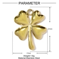 Technical drawing of a gold stainless steel clover pendant with precise measurements - Four-leaf Clover Shape Style (YH173)