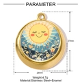 Detailed view showing product dimensions and weight for the sun enamel pendant - Sun Floral Pattern (YH209)