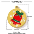 Detail showing a 13mm gold stainless steel Christmas bell enamel pendant with measurements - Christmas Bell (YH328)