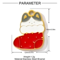 Details zum Weihnachtsstrumpf-Katzenanhänger mit Maßen aus Edelstahl und Emaille-Finish - Katz im Weihnachtssocken (YH332)