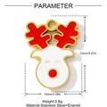 Detailansicht der Maße eines 12mm Weihnachts-Rentier-Anhängers aus Edelstahl mit Emaille - Rentier mit Roter Nase (YH333)