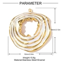 Macro shot of large golden stainless steel pendant with white enamel and wavy texture - Irregular Circle Wave Texture White (YH705-1)
