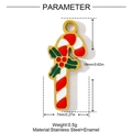 Weihnachtlicher Zuckerstangen-Anhänger aus Edelstahl mit Stechpalmenblatt und Maßen - Zuckerstange (YH337)