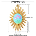 Detailed dimensions of the sunflower pendant in stainless steel with blue enamel finish - Sunburst Radiating Pendant (YH720)