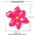 Dettaglio del ciondolo a fiore in smalto rosso rosa con dimensioni 40mm e peso 7,7g - Fiore Rosa Fucsia (YH778-2)