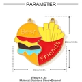 Stainless steel burger and fries puzzle heart pendant necklace for best friends - Burger and Fries Style (YH829)