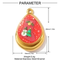 Detalle de un colgante navideño de esmalte en gota con dimensiones y material de acero - Estilo Elementos Festivos Rojos (YH735)