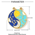 Detail van 22mm zon en maan emaille hanger met roestvrijstalen afmetingen - Zon Maan en Ster Stijl (YH832)