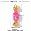 Detalle del colgante de caramelo en esmalte y acero inoxidable con dimensiones - Estilo Caramelo de Mármol Rosa Azul (YH739-1)