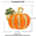 Halloween Kürbis Anhänger aus goldfarbenem Edelstahl mit glänzenden Strasssteinen und Emaille - Orangefarbene Kürbisbrosche (YH834-1)