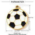 Polished stainless steel soccer ball charm pendant with black and white enamel finish - Football Pattern (YH821)