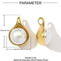 Detail view of teardrop pearl pendant with dimensions: 19mm height and 14mm width - Pearl Drop Style (YH845)