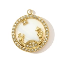 Close-up of golden Cancer zodiac crab pendant with sparkling rhinestones and mother of pearl - Cancer Style (YH839-4)