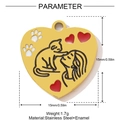 Macro detail of a 15mm heart-shaped gold stainless steel pendant with girl and cat silhouette - Girl And Cat Heart Style (YH825)