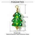 Detailed size specifications for the green lampwork glass Christmas tree pendant charm - Green Colorful Polka Dot Tree Style (YH979)
