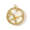Détail du pendentif Sagittaire avec incrustation de nacre et strass étincelants - Style Sagittaire (YH839-9)